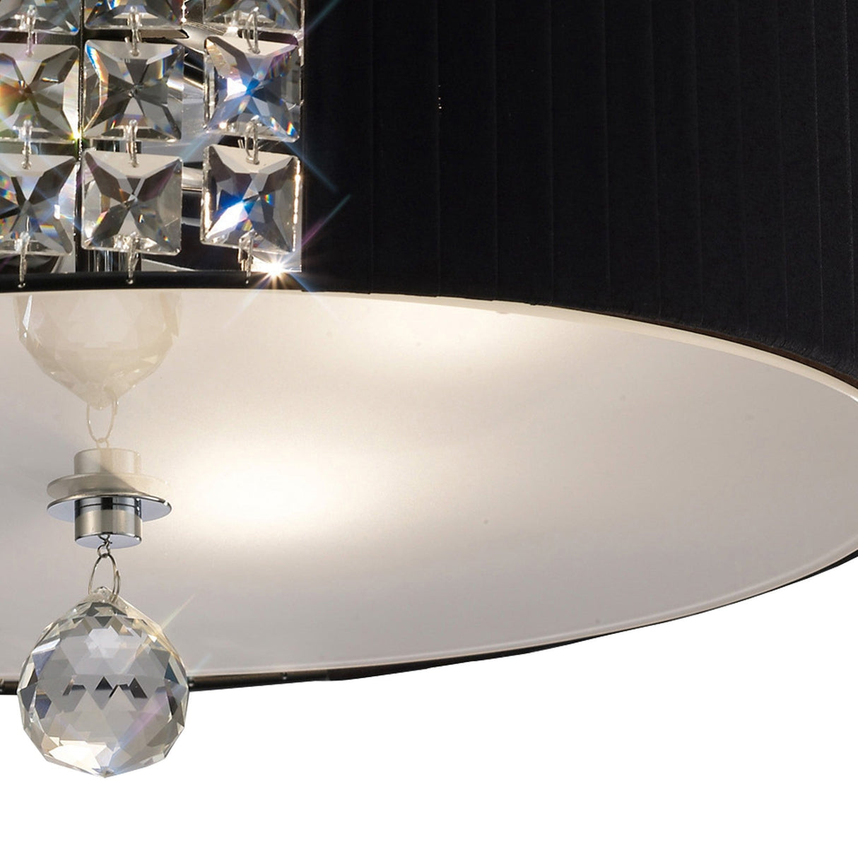 Evelyn 3 Light Crystal Flush Ceiling Light - Black