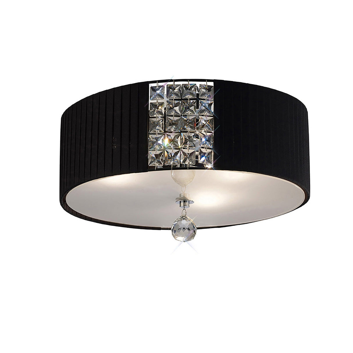 Evelyn 3 Light Crystal Flush Ceiling Light - Black