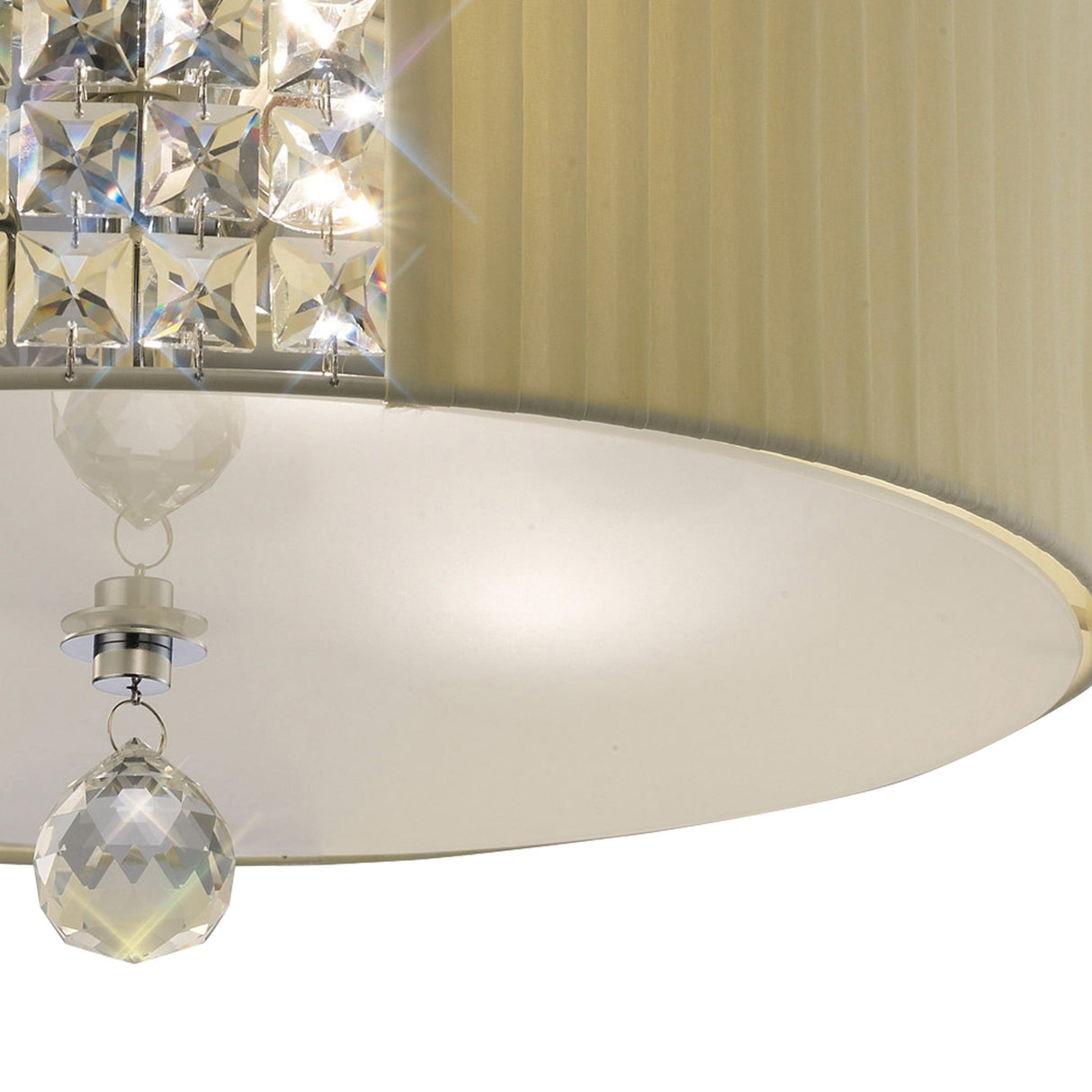 Evelyn 3 Light Crystal Flush Ceiling Light - Cream