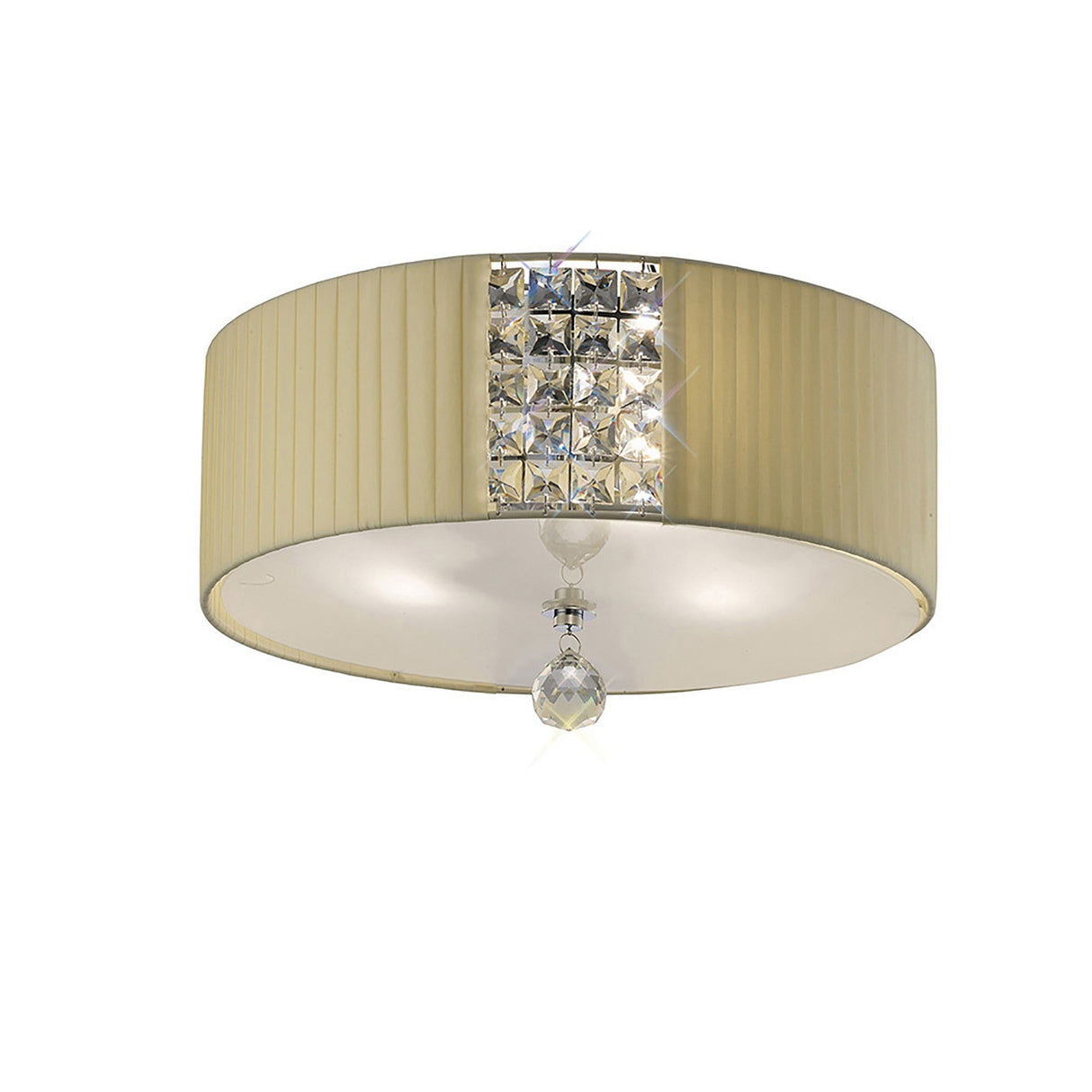 Evelyn 3 Light Crystal Flush Ceiling Light - Cream