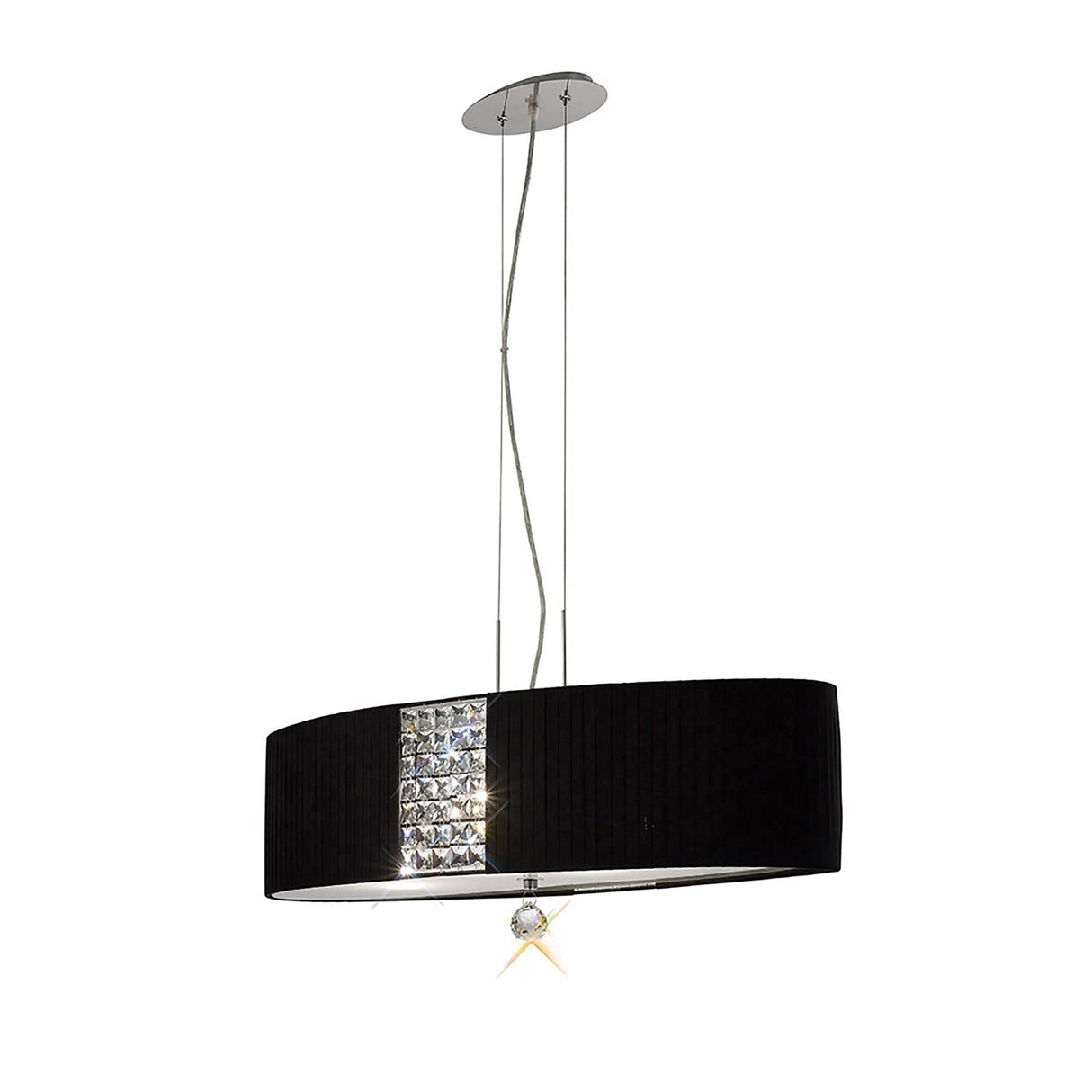 Evelyn 4 Light Crystal Linear Suspension Light/Semi-Flush - Chrome With Black Shade