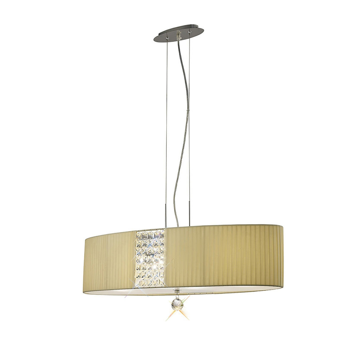 Evelyn 4 Light Crystal Linear Suspension Light/Semi-Flush - Chrome With Cream Shade