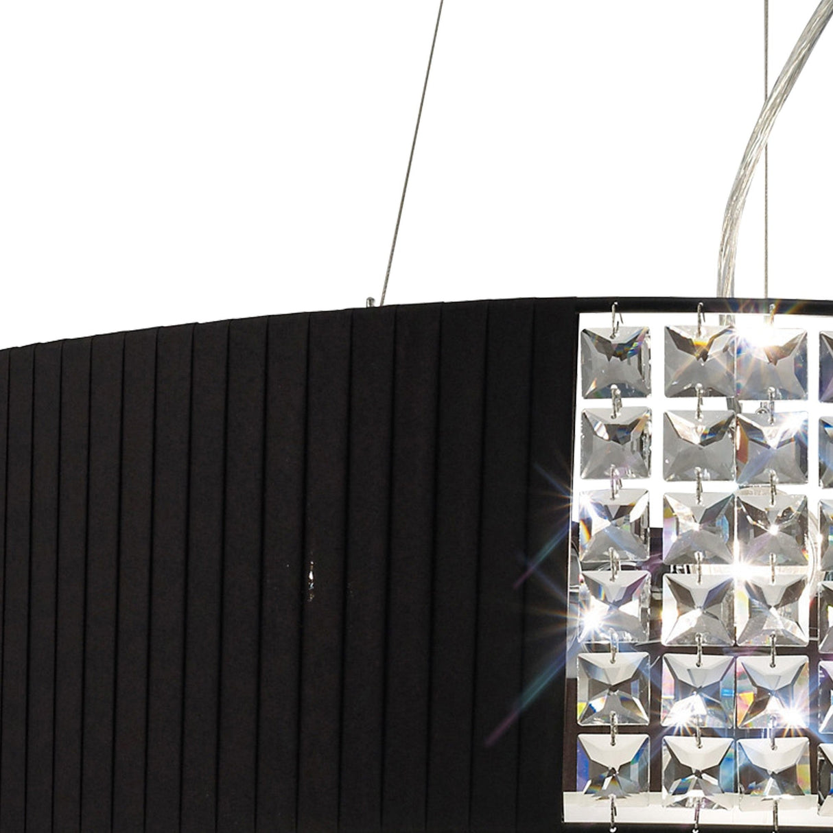 Evelyn 60cm 5 Light Crystal Suspension Light/Semi-Flush - Chrome With Black Shade