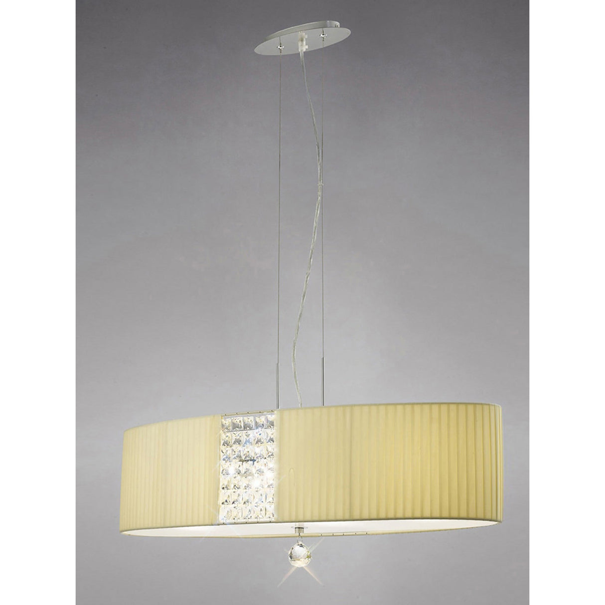 Evelyn 60cm 5 Light Crystal Suspension Light/Semi-Flush - Chrome With Cream Shade
