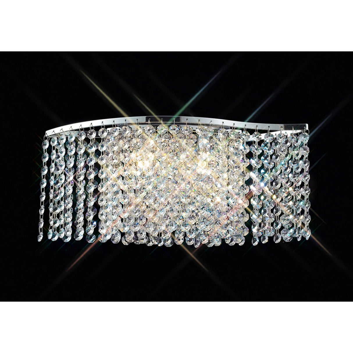 Fabio 2 Light Crystal Wall Light With Switch - Chrome