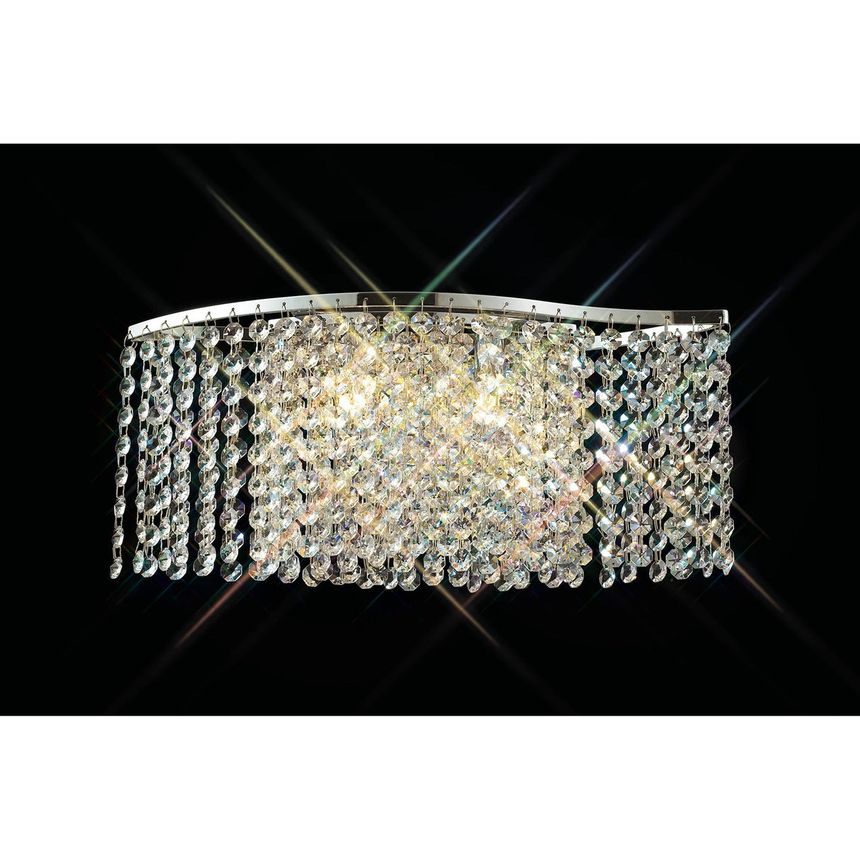 Fabio 2 Light Crystal Wall Light With Switch - Chrome