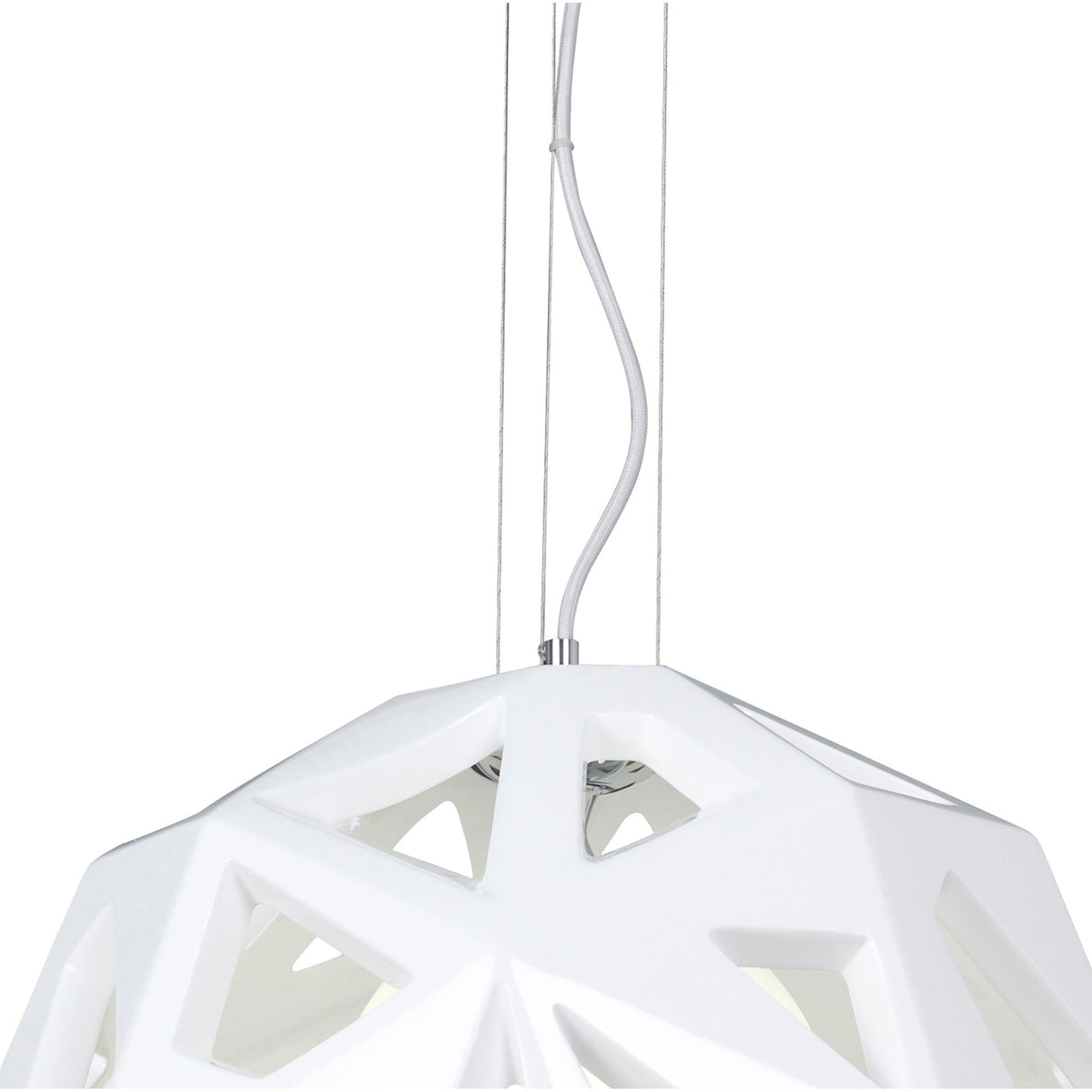 Facette 50cm 1 Light Pendant Light - Gloss White & Polished Chrome