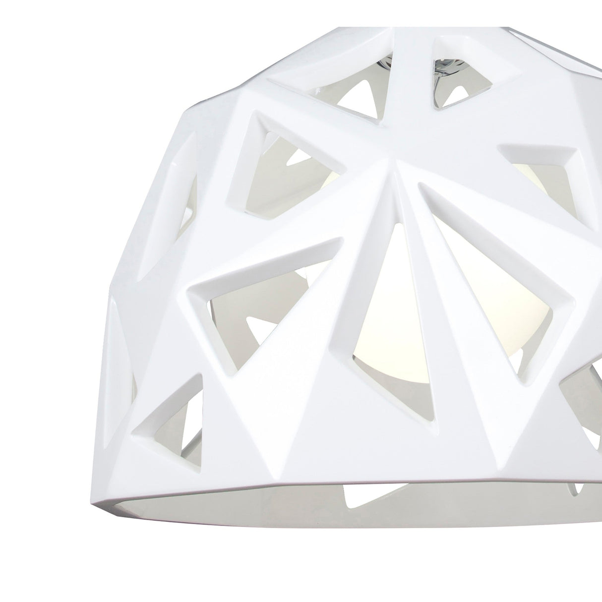 Facette 50cm 1 Light Pendant Light - Gloss White & Polished Chrome