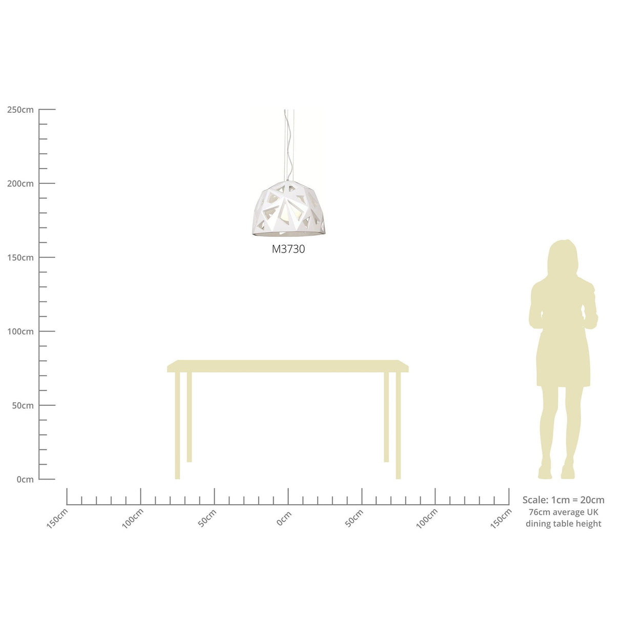 Facette 50cm 1 Light Pendant Light - Gloss White & Polished Chrome