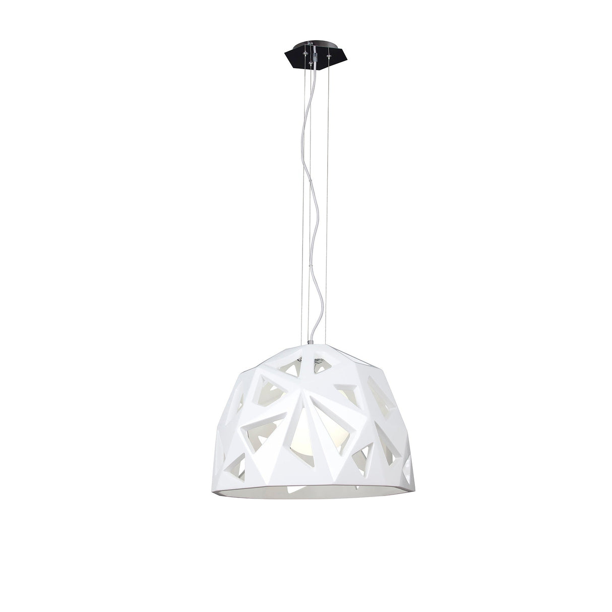 Facette 50cm 1 Light Pendant Light - Gloss White & Polished Chrome