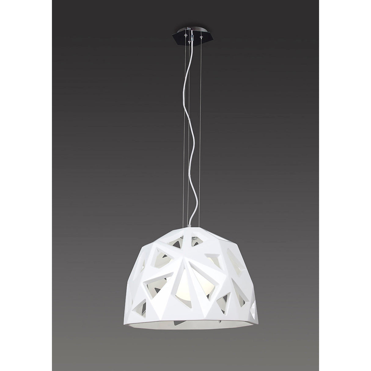 Facette 50cm 1 Light Pendant Light - Gloss White & Polished Chrome