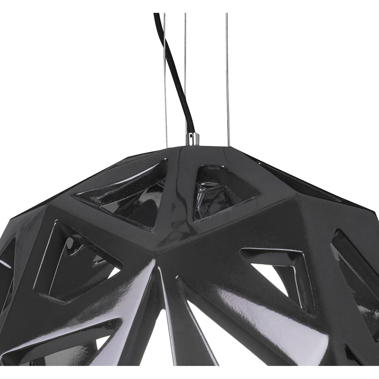 Facette 50cm 1 Light Pendant Light - Gloss Black & Polished Chrome