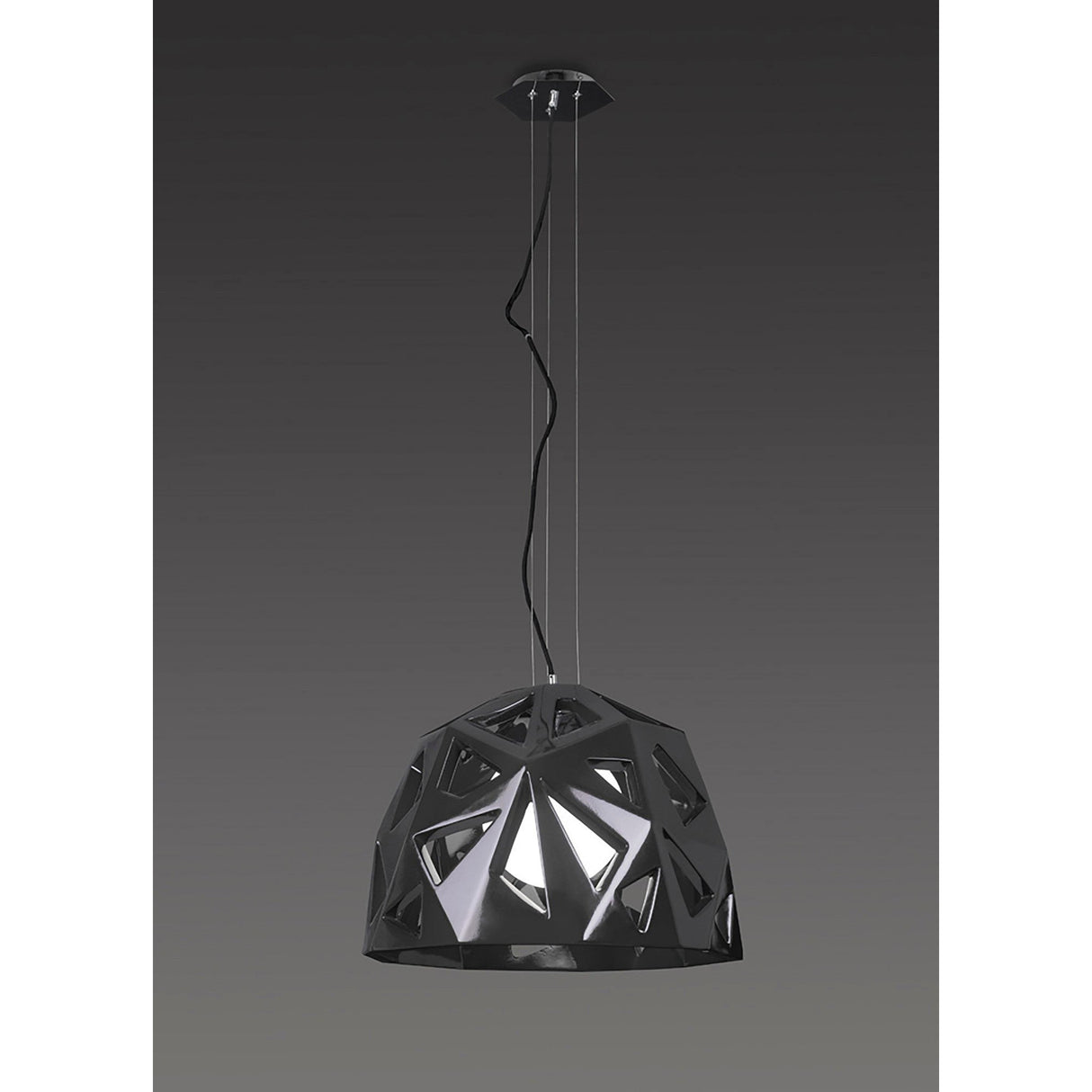 Facette 50cm 1 Light Pendant Light - Gloss Black & Polished Chrome