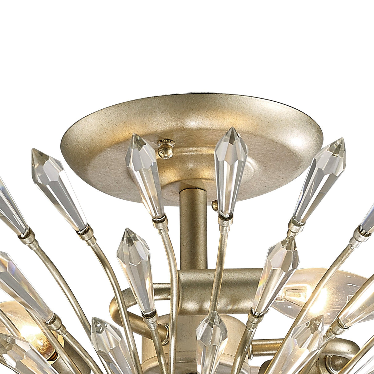 Fay 3 Light Crystal Semi-Flush Ceiling Light - Aged Gold/Silver