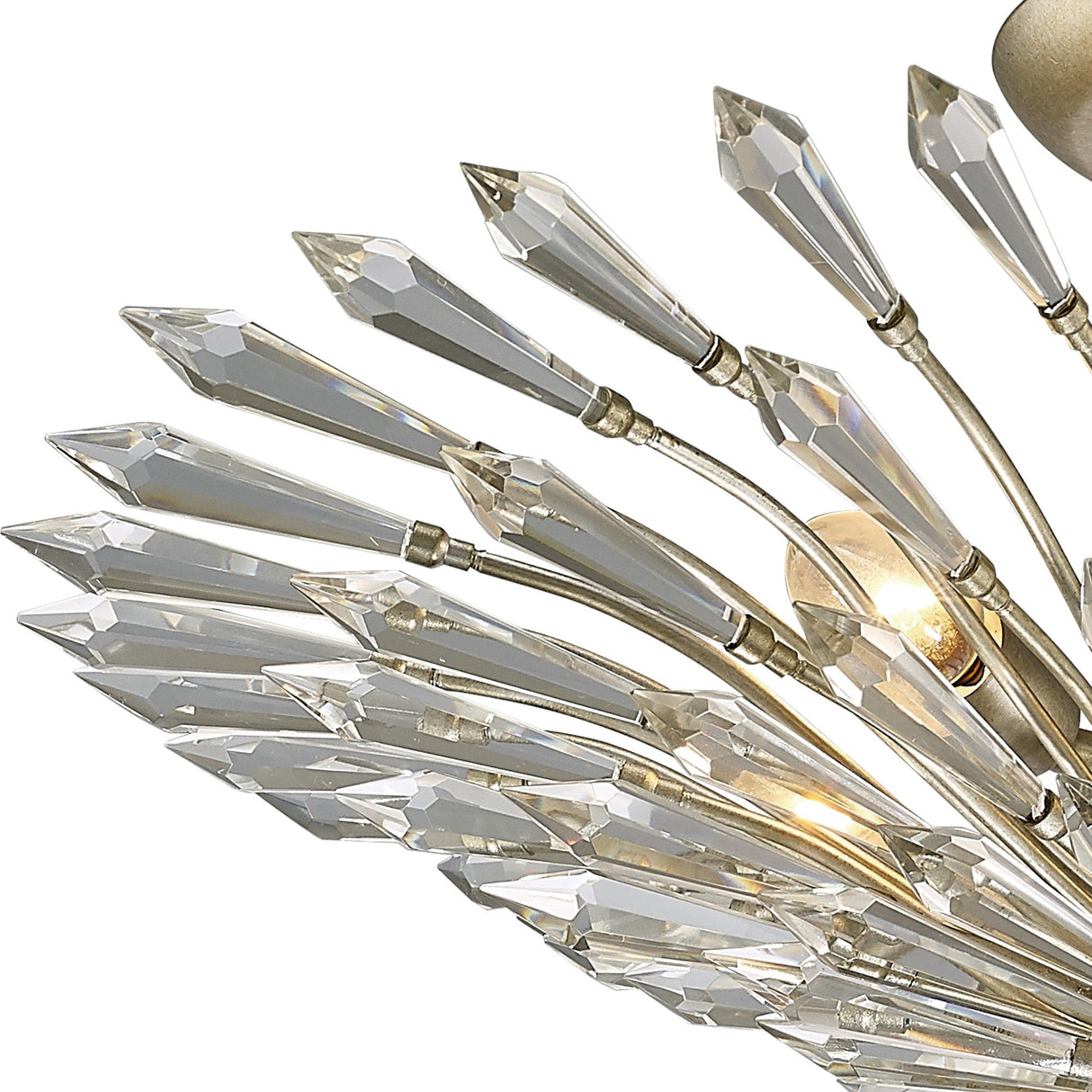 Fay 3 Light Crystal Semi-Flush Ceiling Light - Aged Gold/Silver