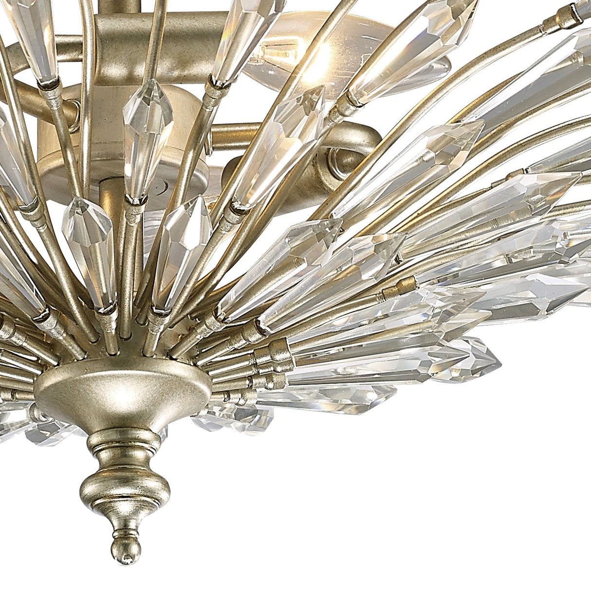 Fay 3 Light Crystal Semi-Flush Ceiling Light - Aged Gold/Silver