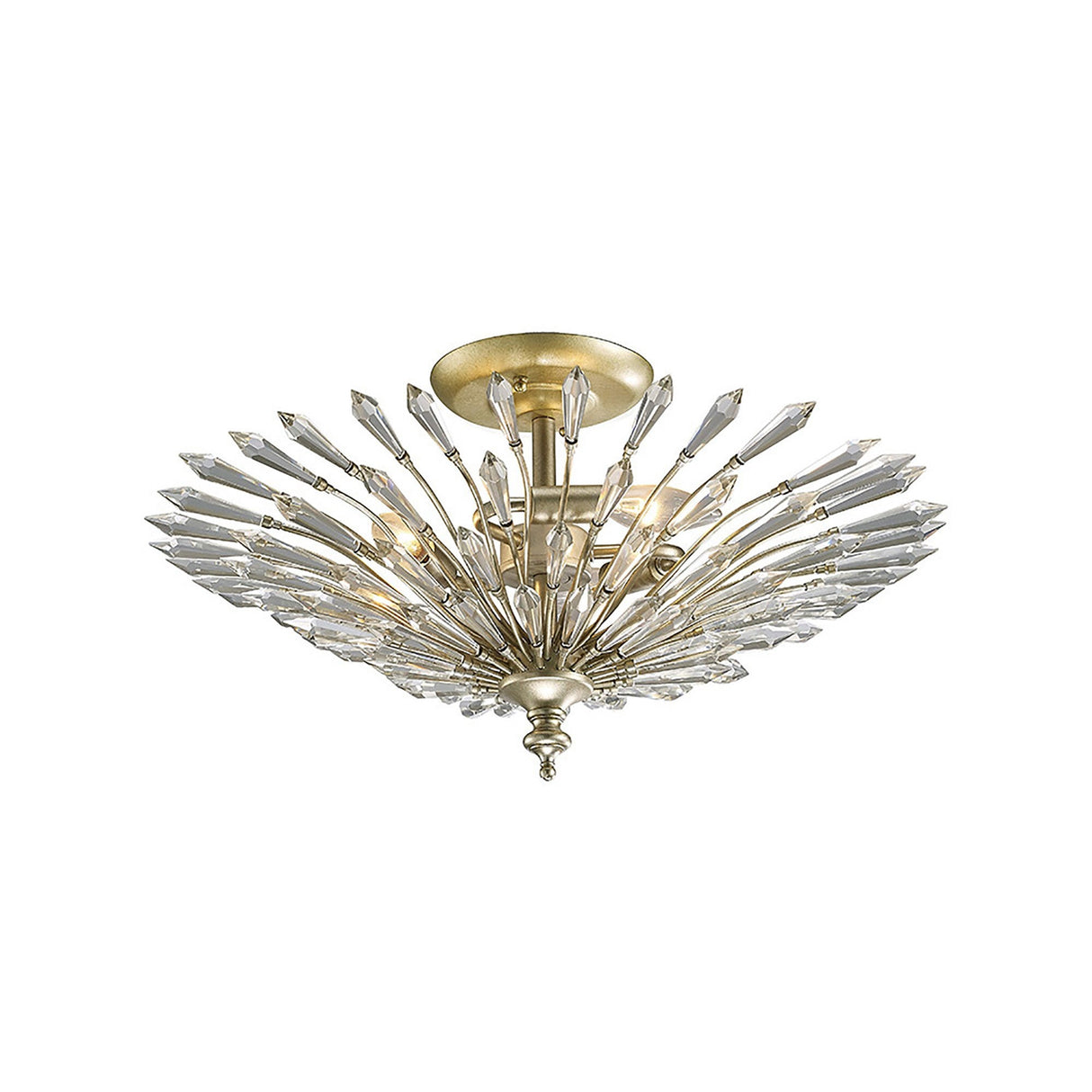 Fay 3 Light Crystal Semi-Flush Ceiling Light - Aged Gold/Silver