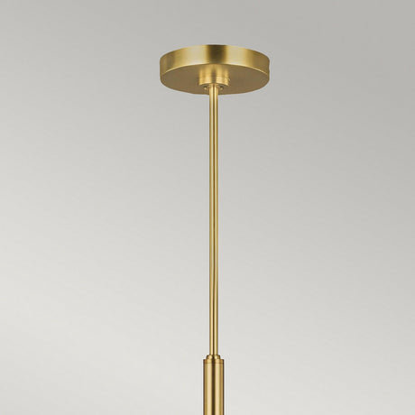 Introducing the Brianna 6 Light Chandelier - Burnished Brass—a masterpiece of modern elegance. This exquisite gold ceiling light fixture boasts a cylindrical rod and a round base, crafted in stunning burnished brass, set against a plain light gray background for an effortlessly chic look.