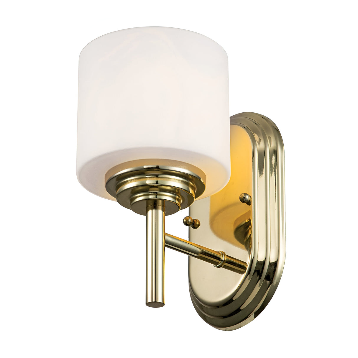 Introducing the Malibu 1 Light Wall Light in Polished Brass, featuring an opal-etched glass shade and mounted on an elegant oval brass backplate. This fixture exudes a sleek and modern design, perfect for enhancing any space.