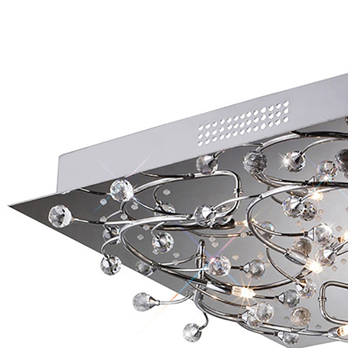 Fia 6 Light Square Crystal Flush Ceiling Light - Polished Chrome