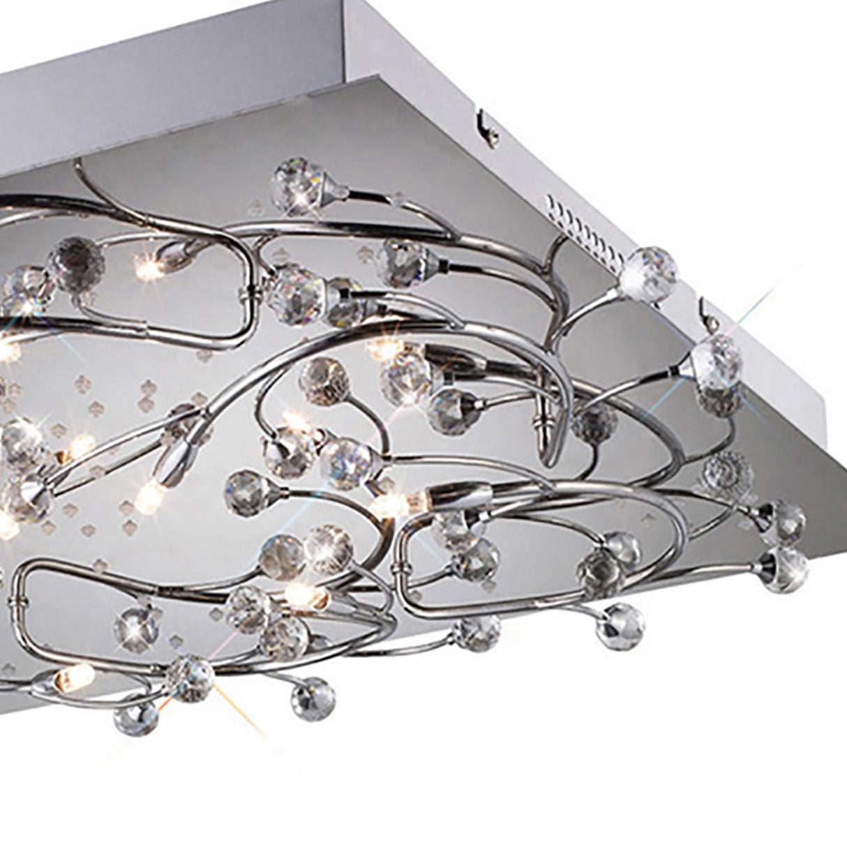Fia 6 Light Square Crystal Flush Ceiling Light - Polished Chrome