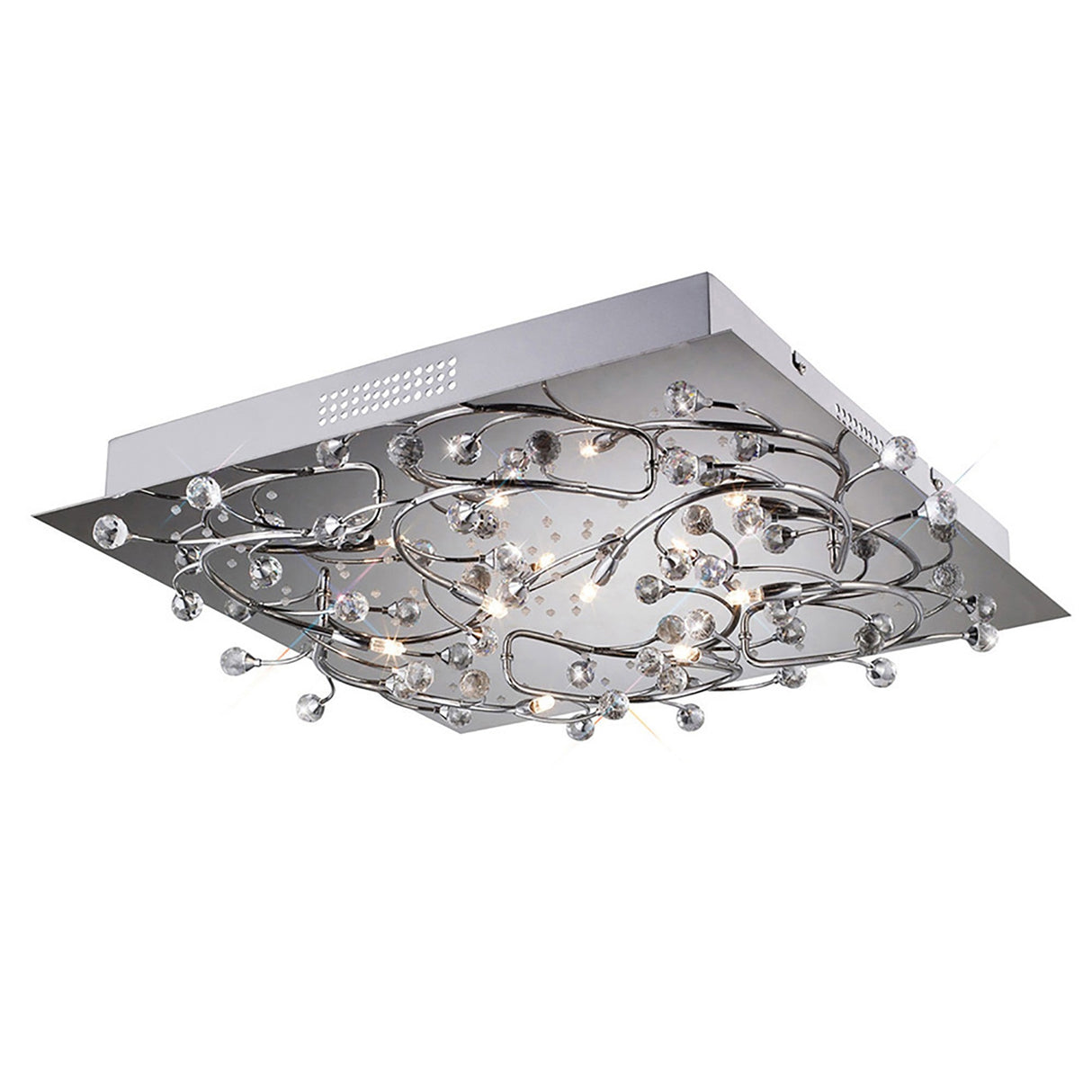 Fia 6 Light Square Crystal Flush Ceiling Light - Polished Chrome