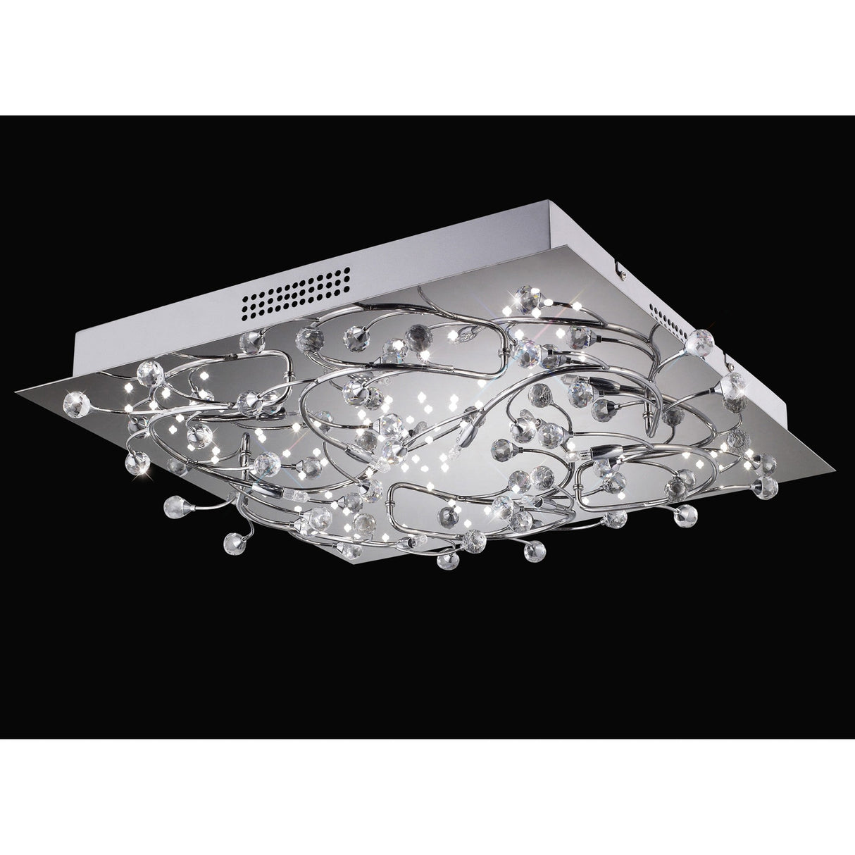 Fia 6 Light Square Crystal Flush Ceiling Light - Polished Chrome