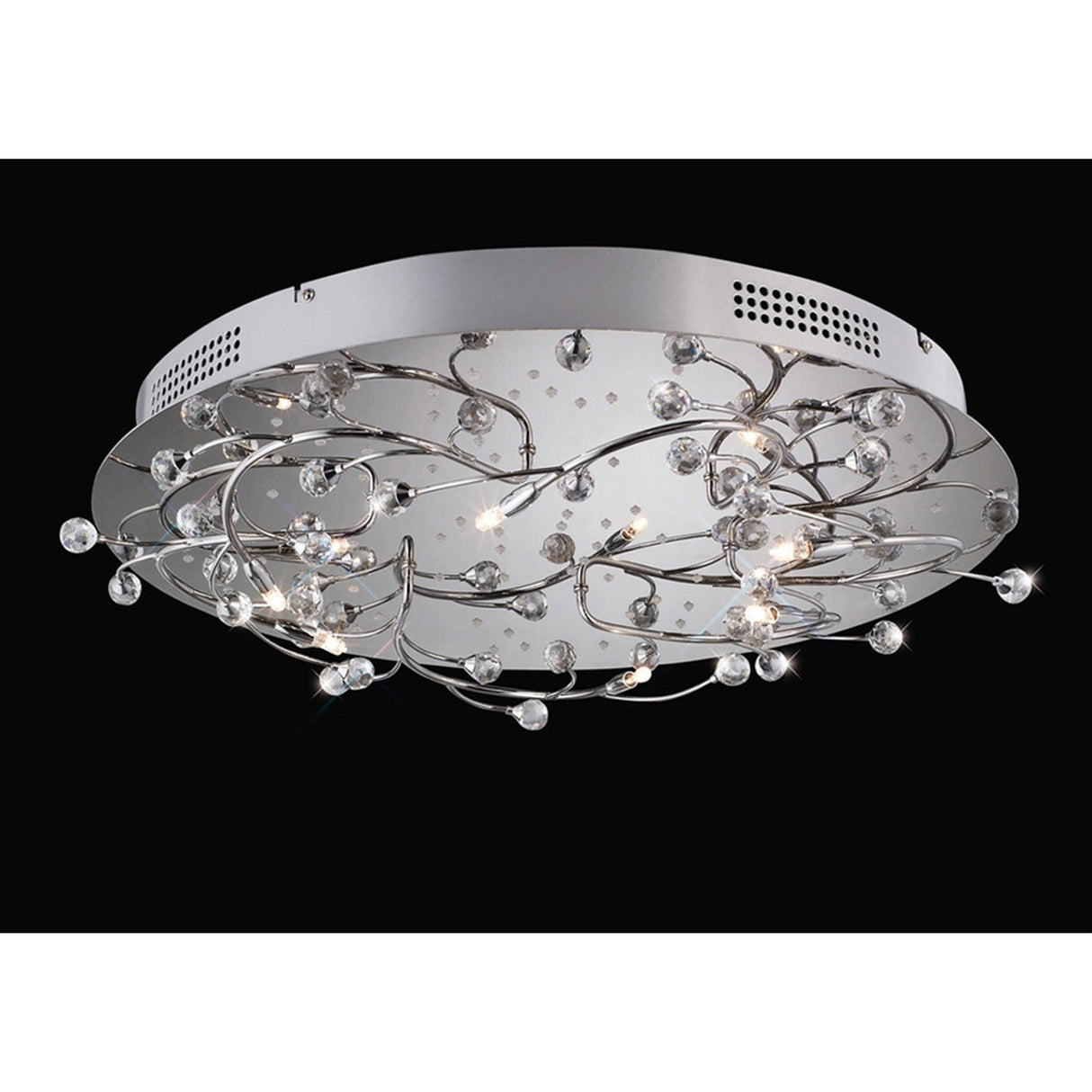 Fia 6 Light Round Crystal Flush Ceiling Light - Polished Chrome