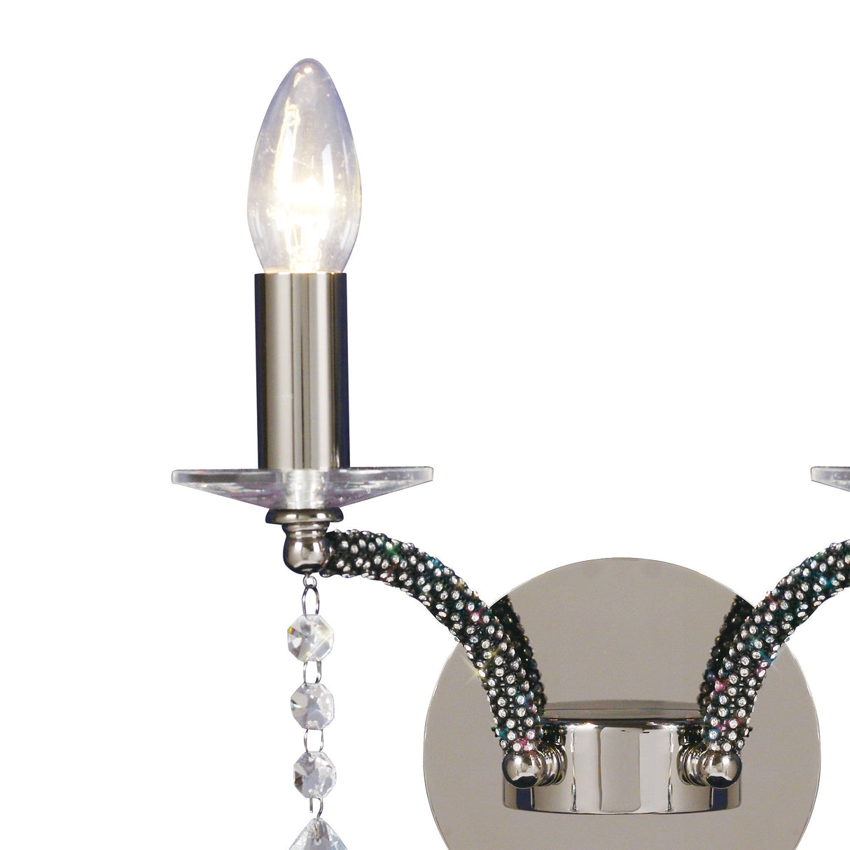 Fiore 2 Light Crystal Wall Light With Switch - Chrome
