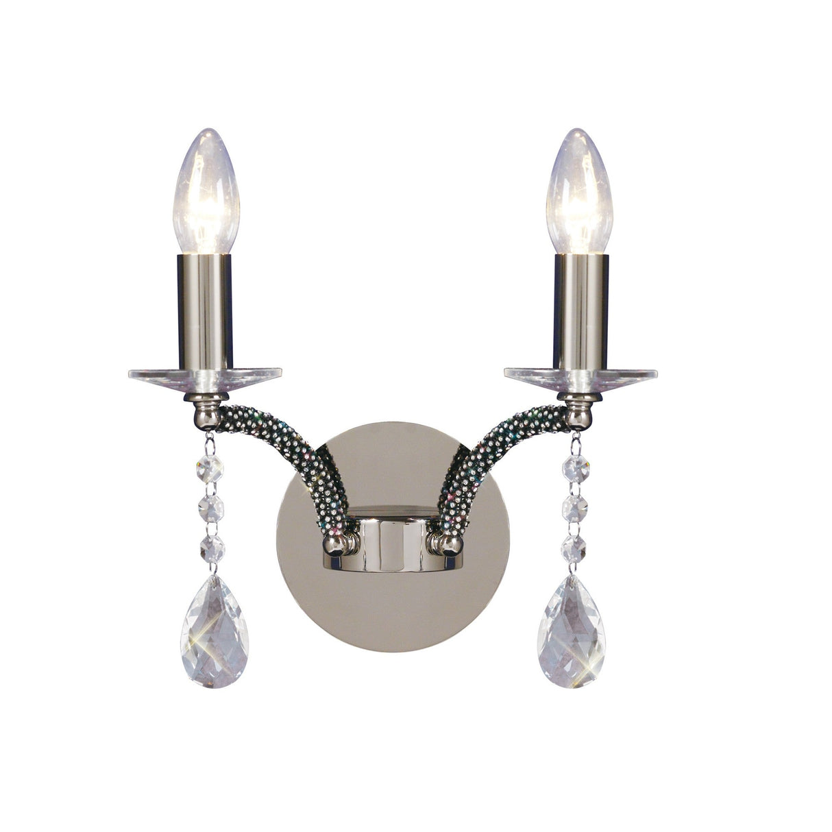 Fiore 2 Light Crystal Wall Light With Switch - Chrome