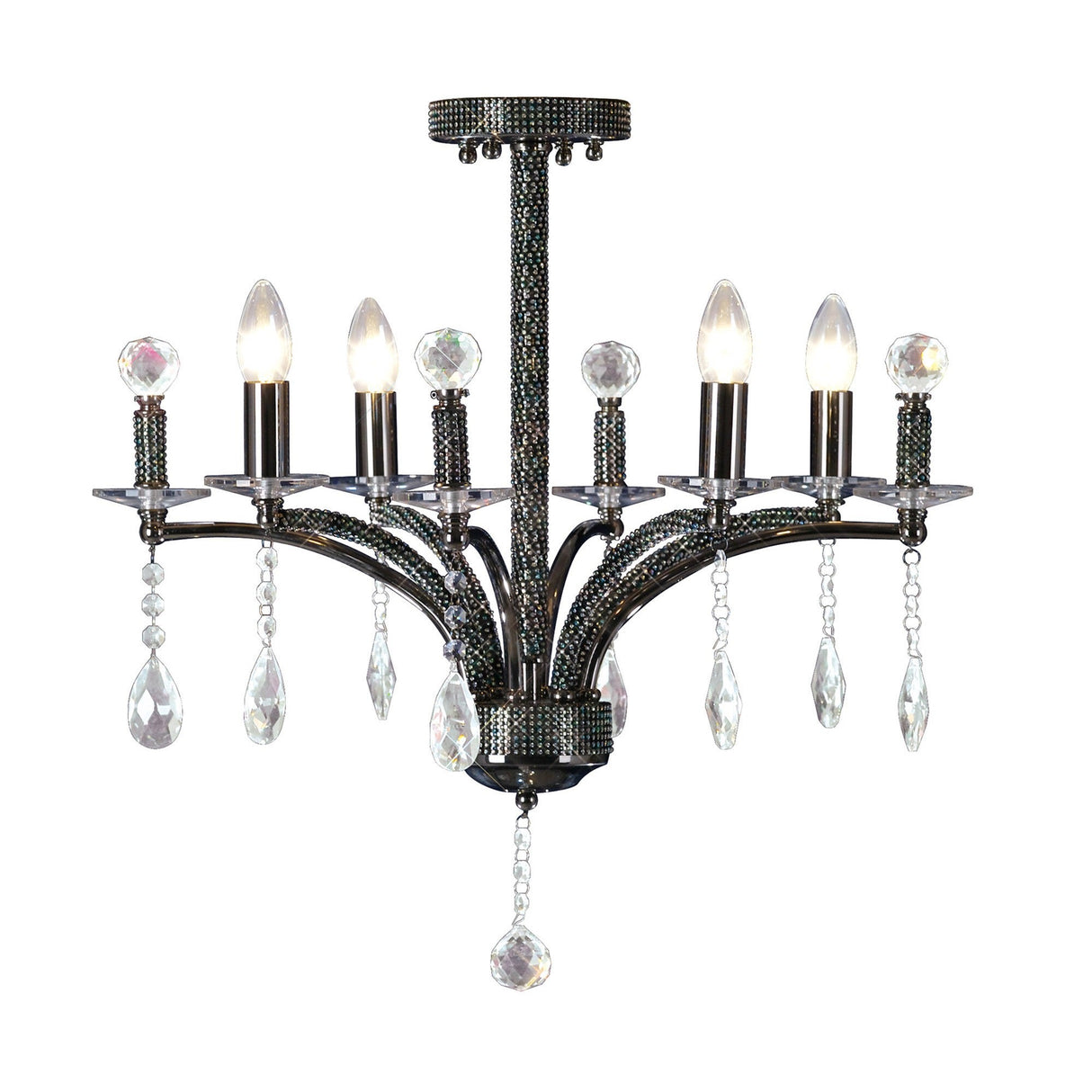 Fiore 53cm 4 Light Crystal Chandelier - Black Chrome
