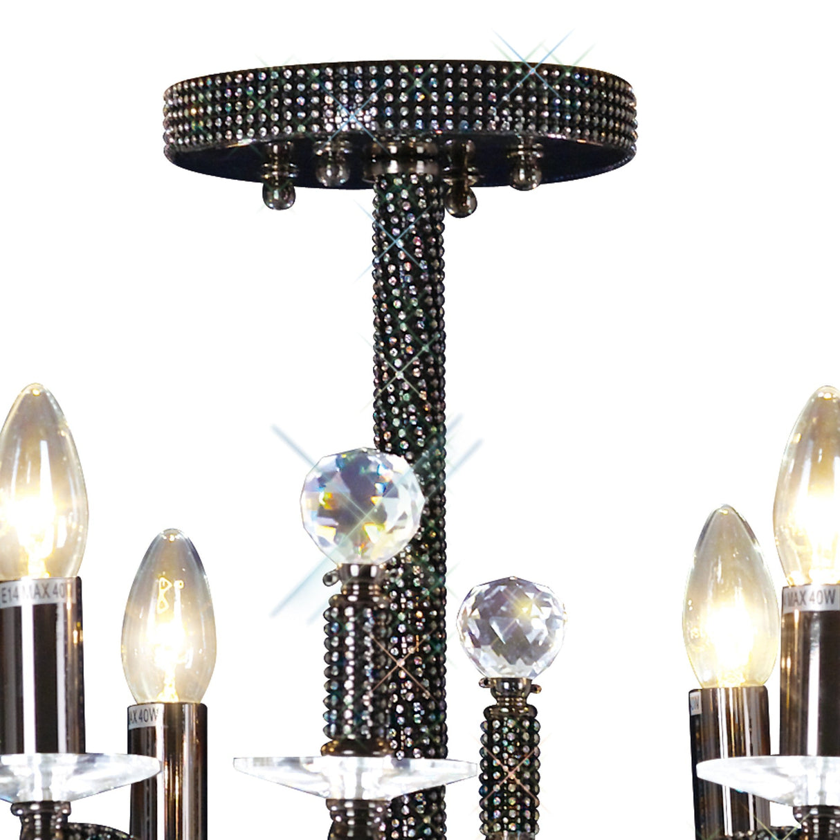 Fiore 62cm 6 Light Crystal Chandelier - Black Chrome