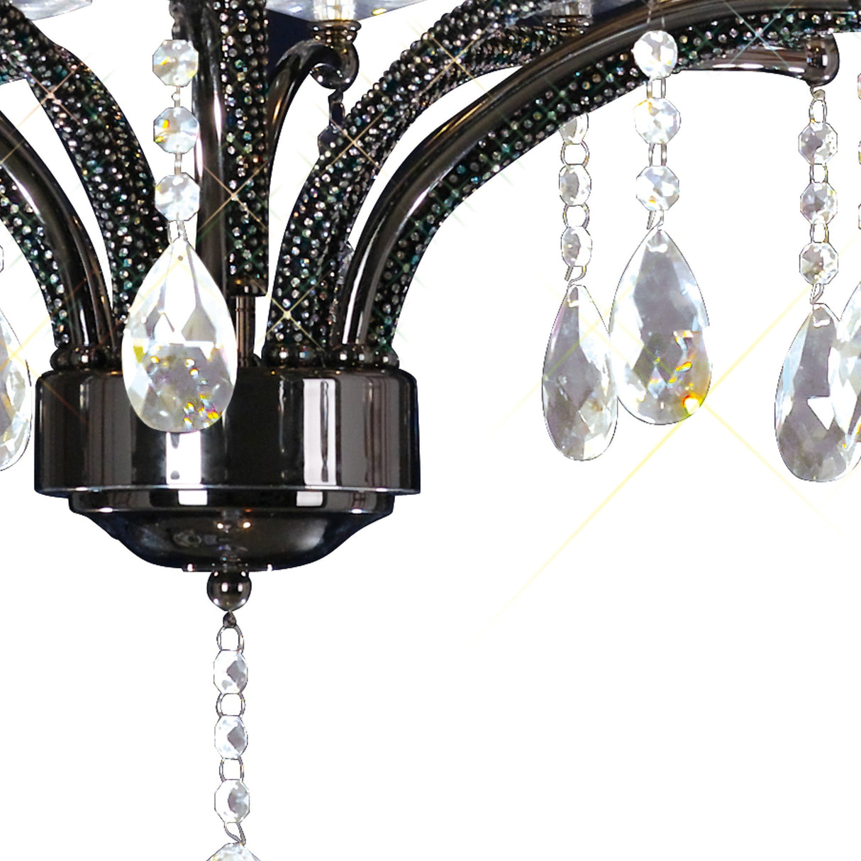 Fiore 62cm 6 Light Crystal Chandelier - Black Chrome