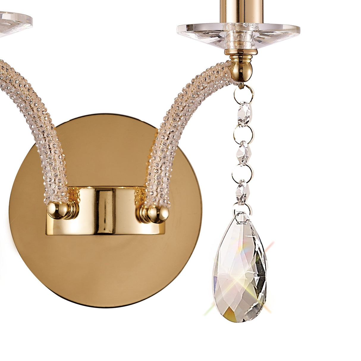 Fiore 2 Light Crystal Wall Light With Switch - Gold