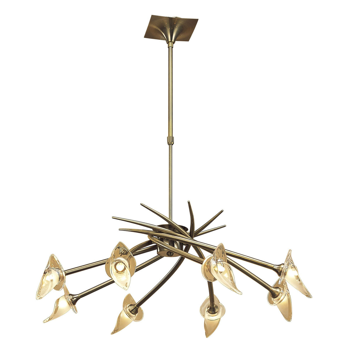 Flavia 80cm Telescopic 8 Light Chandelier - Antique Brass