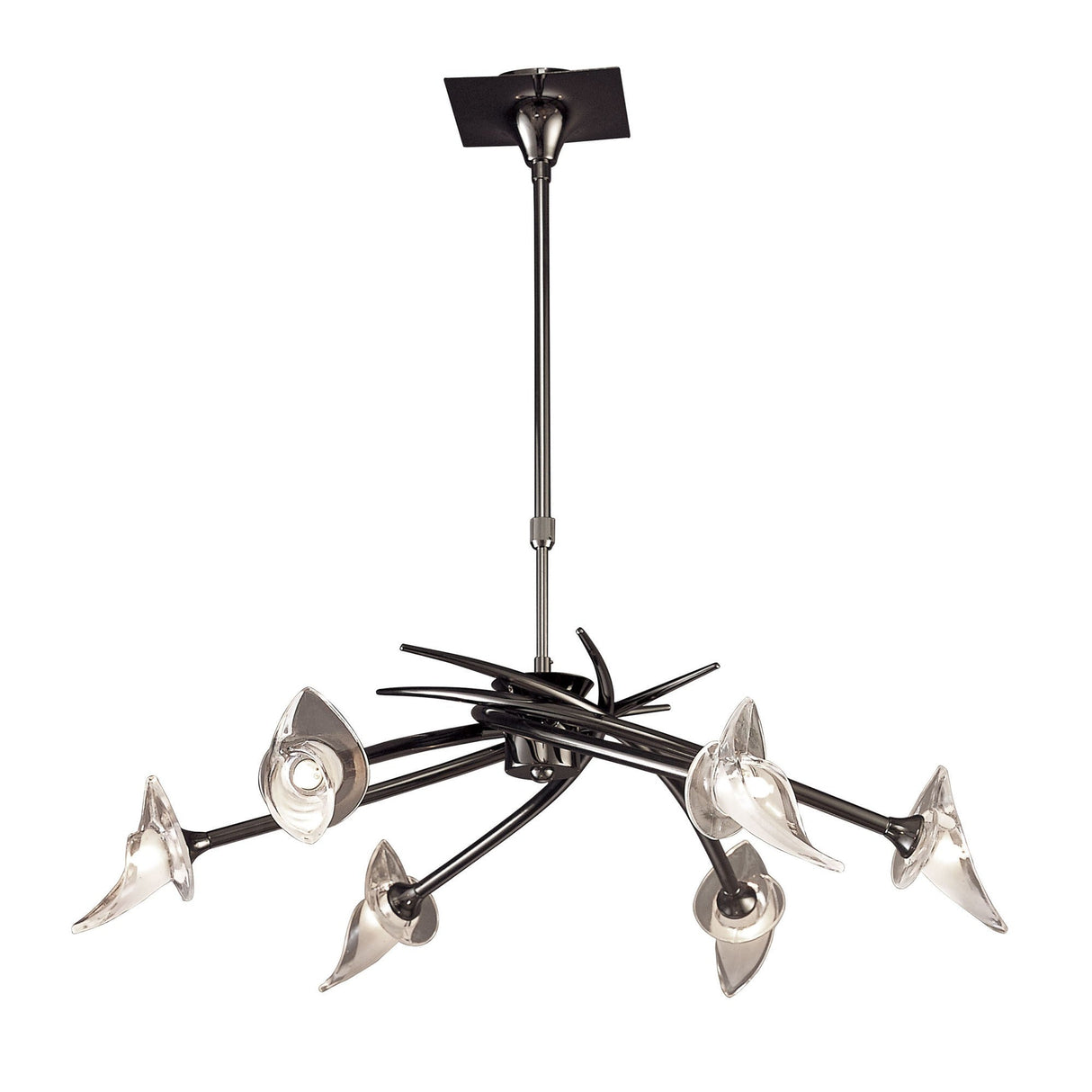 Flavia 73cm Telescopic 6 Light Chandelier/Semi-Flush Ceiling Light - Black Chrome