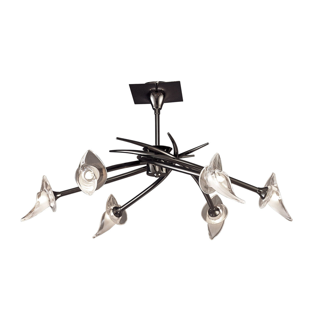 Flavia 73cm Telescopic 6 Light Chandelier/Semi-Flush Ceiling Light - Black Chrome