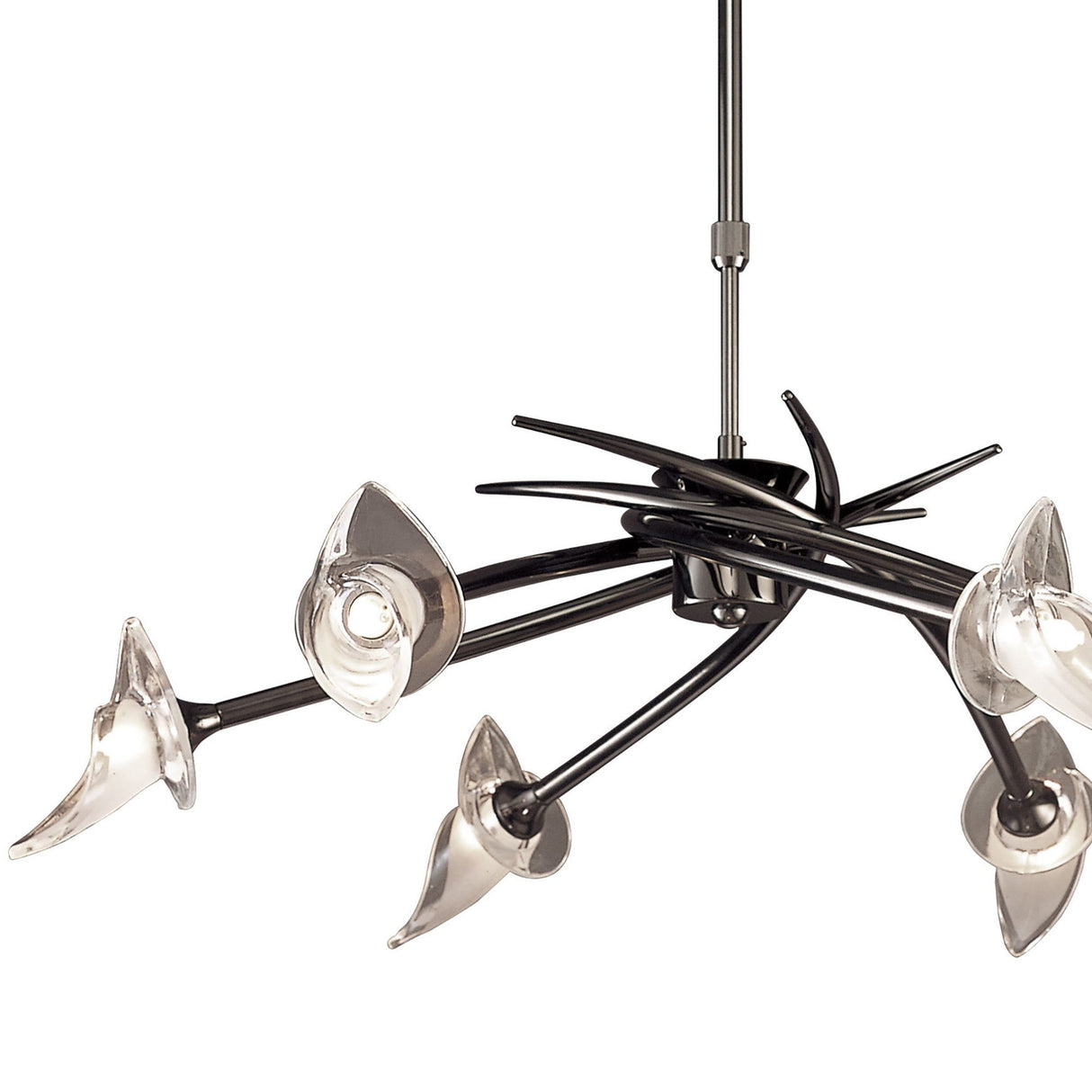 Flavia 73cm Telescopic 6 Light Chandelier/Semi-Flush Ceiling Light - Black Chrome