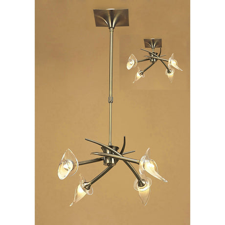 Flavia 54cm Telescopic 4 Light Chandelier/Semi-Flush - Antique Brass