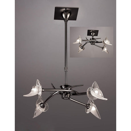 Flavia 54cm Telescopic 4 Light Chandelier/Semi-Flush - Black Chrome