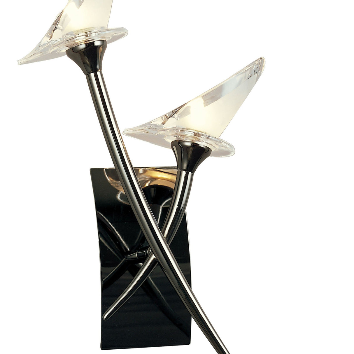 Flavia 2 Light Wall Light With Switch - Black Chrome