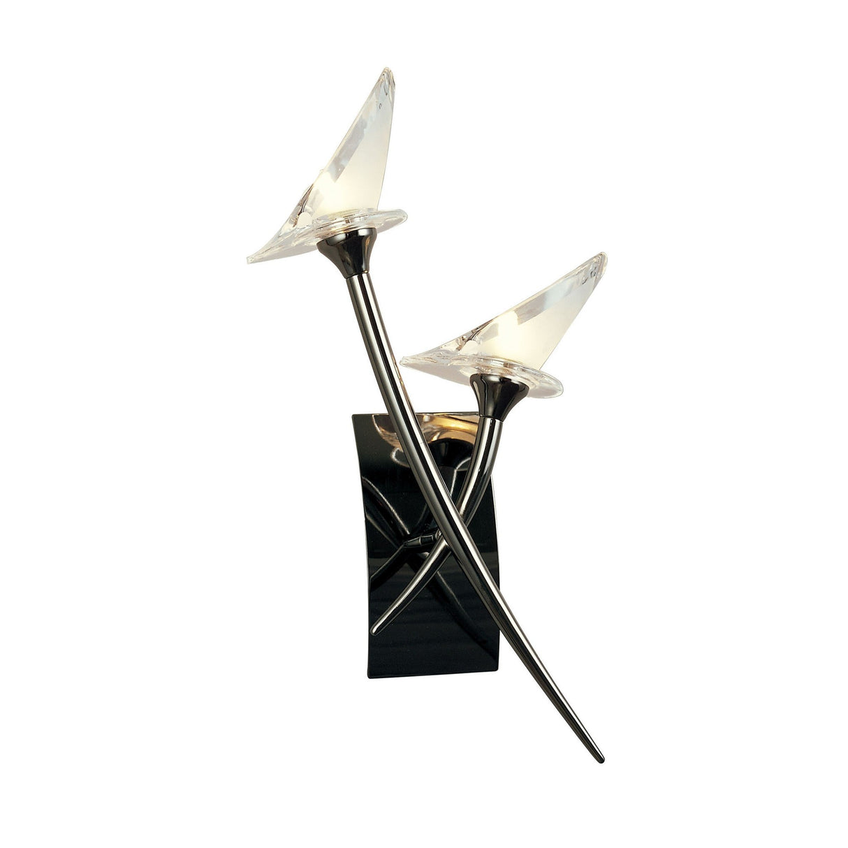 Flavia 2 Light Wall Light With Switch - Black Chrome