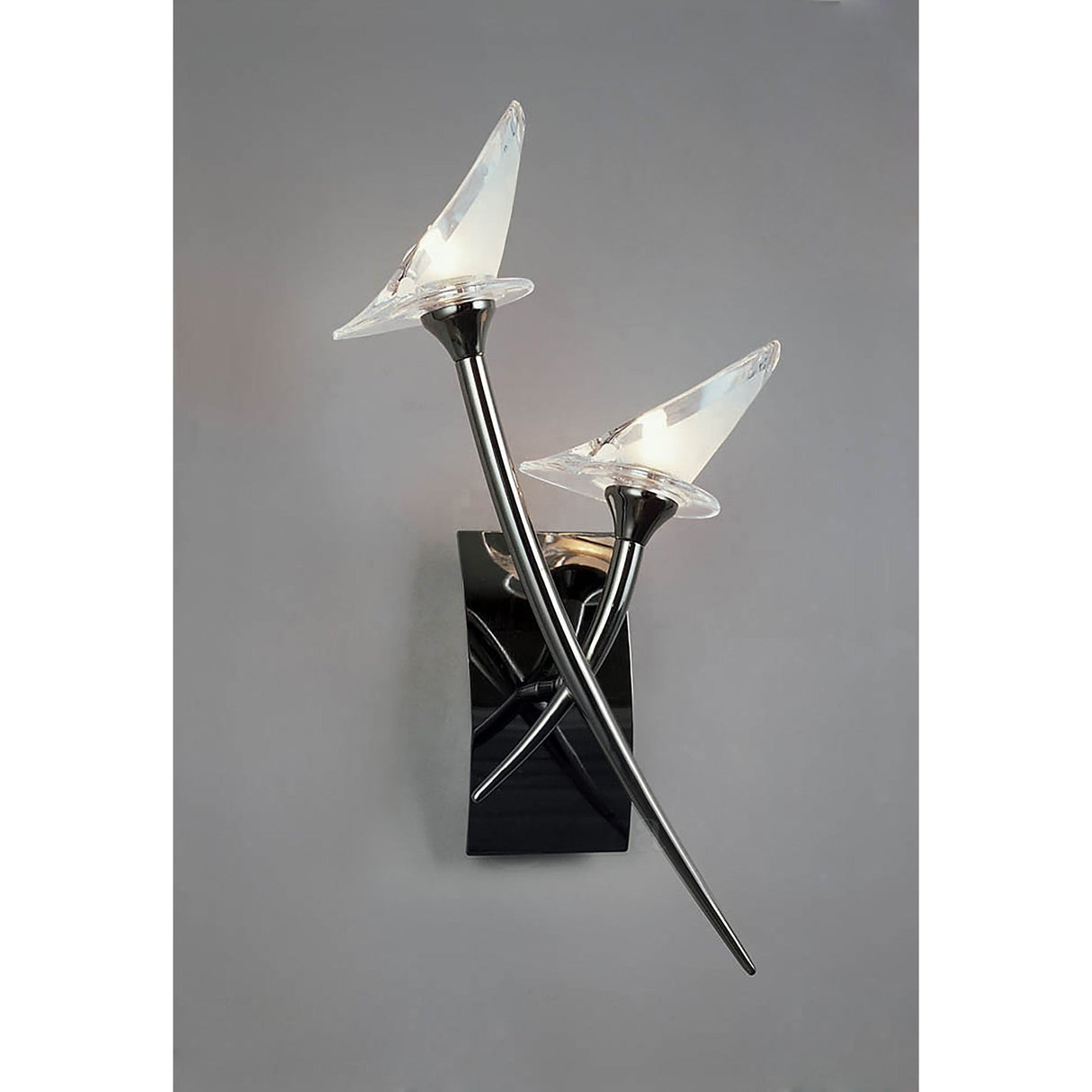 Flavia 2 Light Wall Light With Switch - Black Chrome