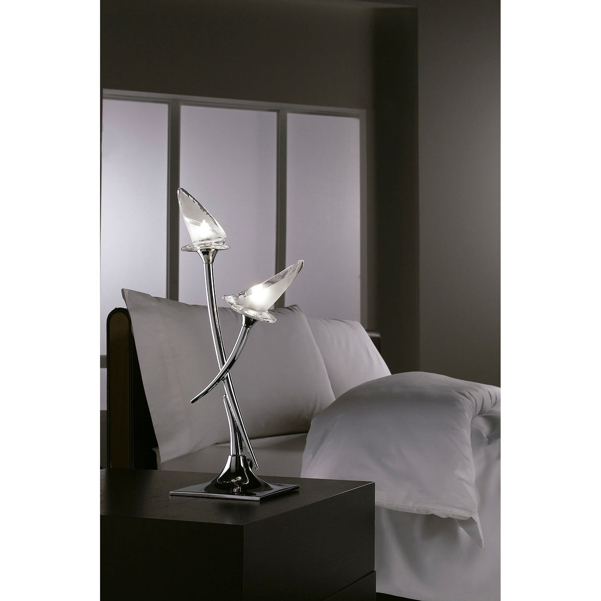 Flavia 2 Light Table Lamp - Polished Chrome