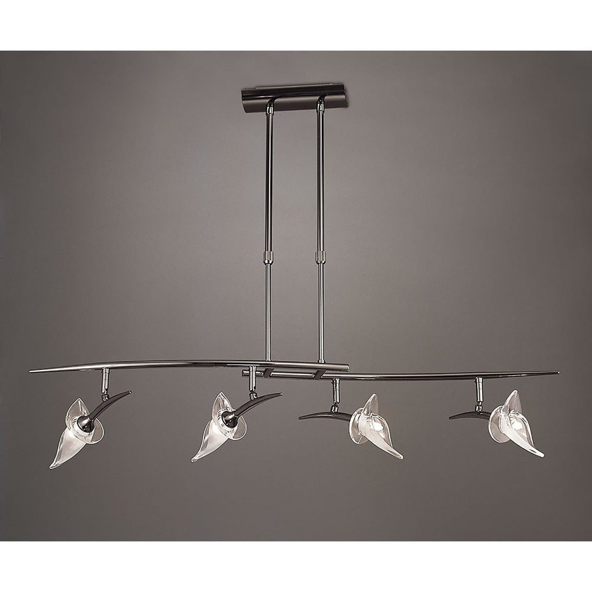 Flavia Telescopic 4 Light Adjustable Linear Suspension Light - Black Chrome