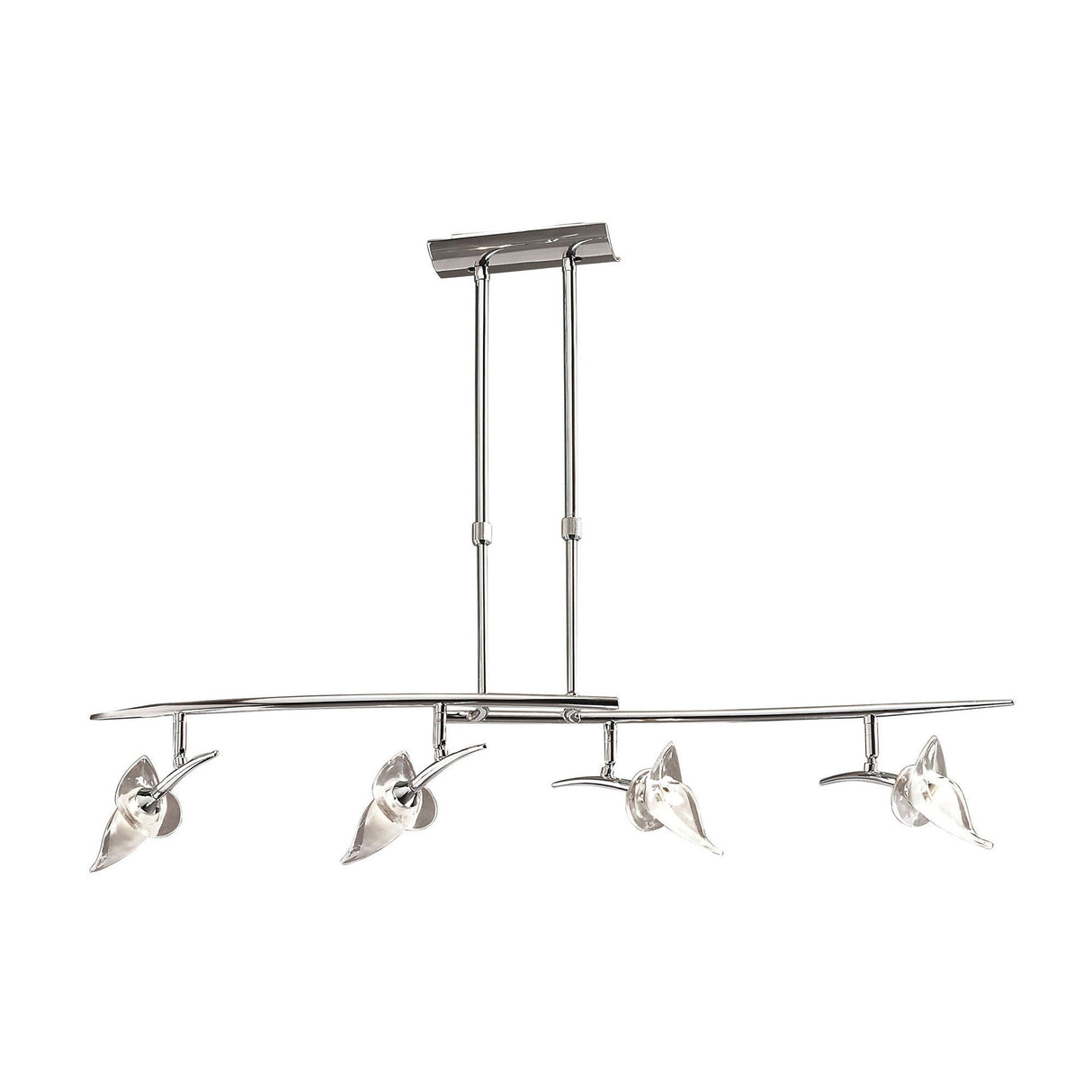 Flavia Telescopic 4 Light Adjustable Linear Suspension Light - Polished Chrome