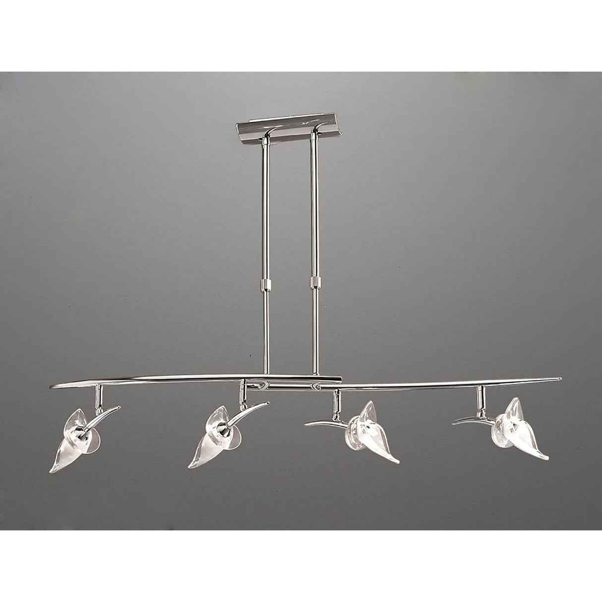 Flavia Telescopic 4 Light Adjustable Linear Suspension Light - Polished Chrome