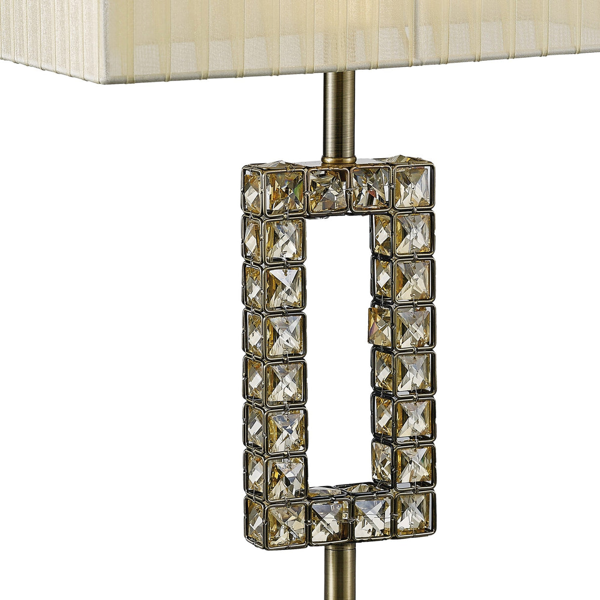 Florence Rectangle 1 Light Crystal Table Lamp - Brass With Cream Shade