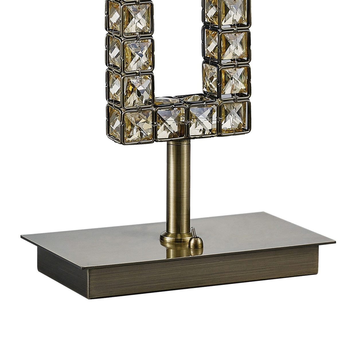 Florence Rectangle 1 Light Crystal Table Lamp - Brass With Cream Shade