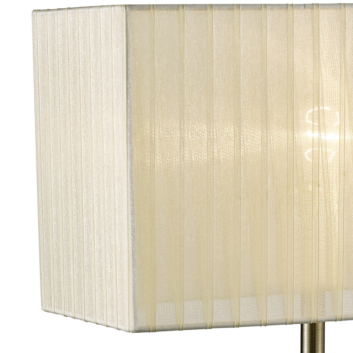 Florence Rectangle 1 Light Crystal Table Lamp - Brass With Cream Shade